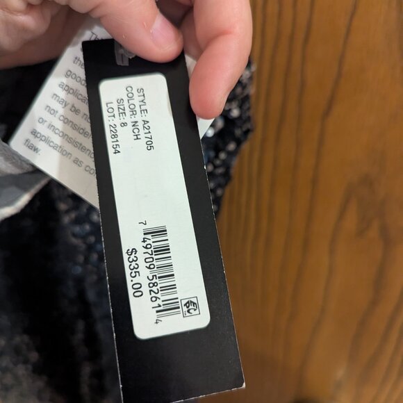 Betsy and Adam Long Sequins Gown with Halter Neck Sleeveless Blue/Silver Size 8 - Picture 6 of 6